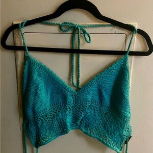 Turquoise Crochet Halter Top